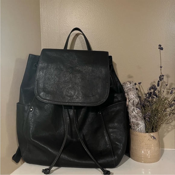 Frye Olivia Black Leather Backpack - Picture 12 of 12